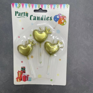 Golden Heart Crown Candles 3PCS