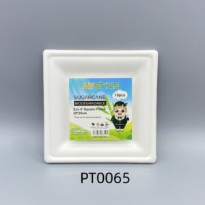 Eco Sugarcane Biodegradable 8' Square Plates 20*20cm 10pcs (24 in box *30 boxes)