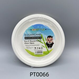 Eco Sugarcane Biodegrable 9' Round Plates 23cm 10pcs(24 in a carton)