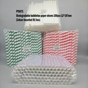 Biodegradable bubbletea paper straws 100pcs 12*197mm