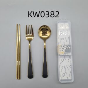 Black and Gold Plated Cutlery Set