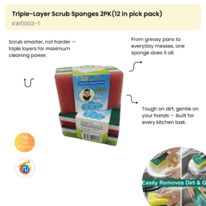 Triple-Layer Scrub Sponges 2PK(12 in pick pack)