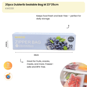 20pcs Dublerib Sealable Bag M 23*25cm (100 in a carton)